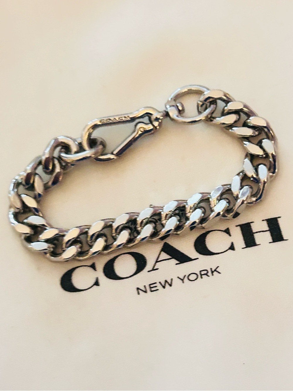 RARE Coach Signature Small Silver Tone Chain Keychain/ Bag Charm - Picture 3 of 13